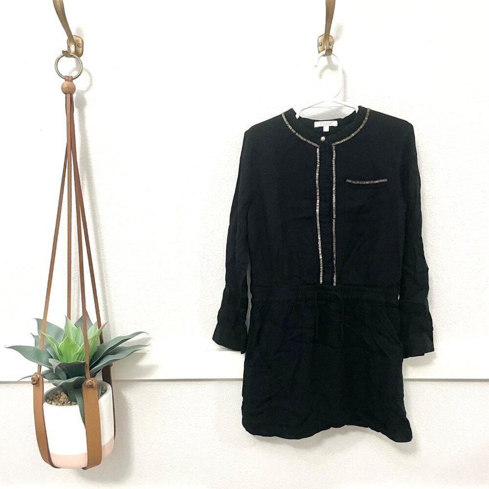 Chloe Girls Mini Me Black Beaded Runway Long Sleeve Dress Size 8